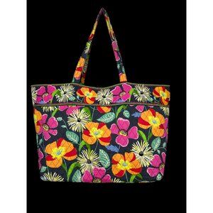 Vera Bradley Jazzy Blooms Quilted Large Tote Bag Colorful Floral & Dual Handles